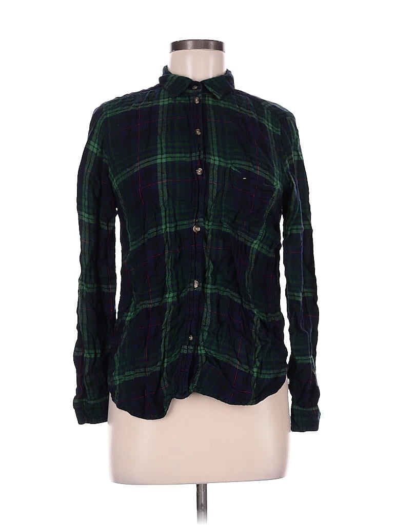 Pre-owned American Eagle Outfitters Long Sleeve Button Down Shirt In Green