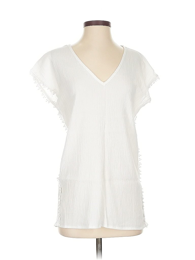 Pre-owned J.crew Factory Store Short Sleeve Blouse In White