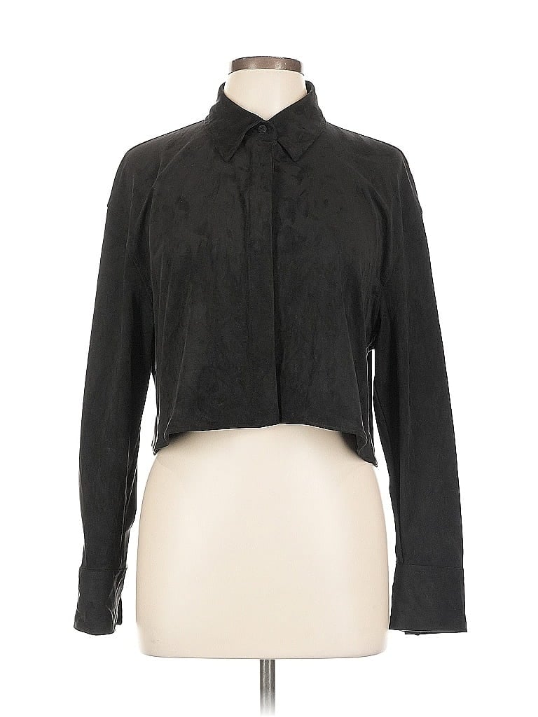 Pre-owned Zara Long Sleeve Blouse In Black
