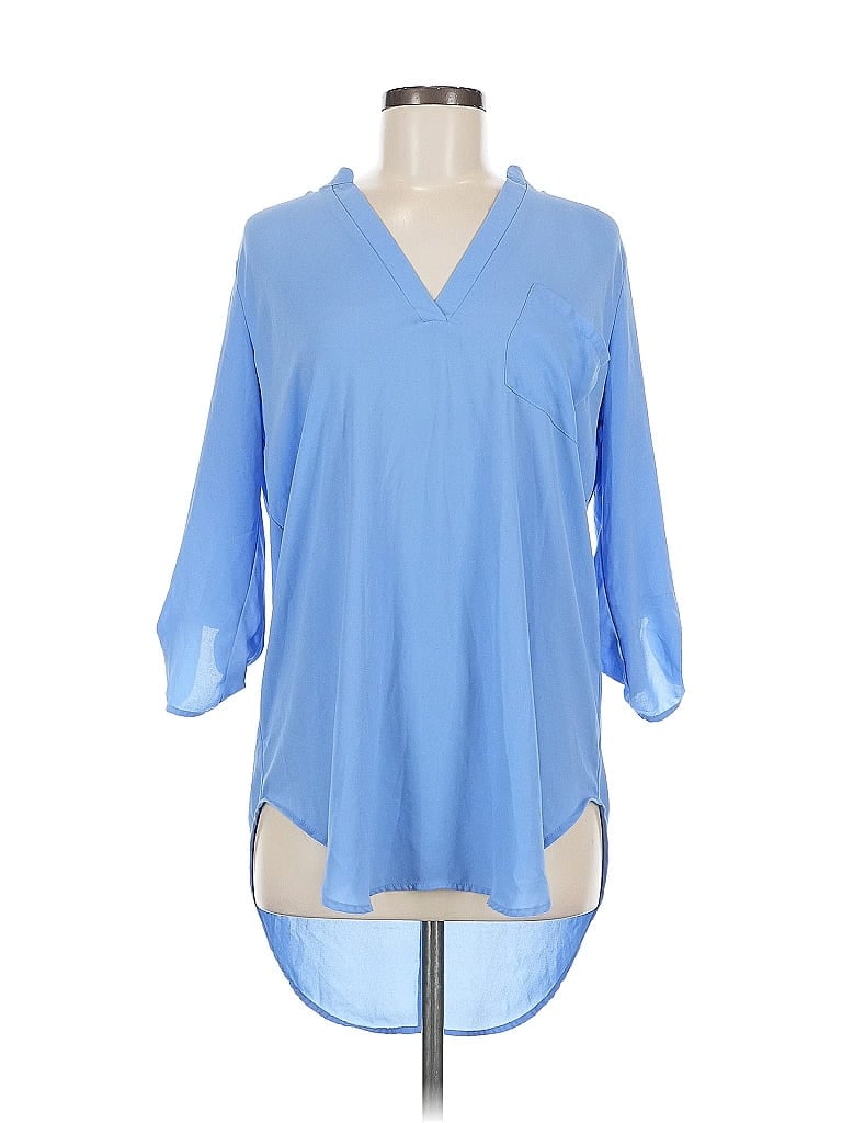 Pre-owned Lush 3/4 Sleeve Blouse In Blue