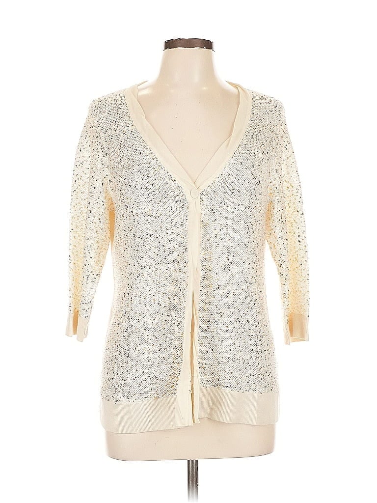 Pre-owned Chico's Cardigan Sweater In White