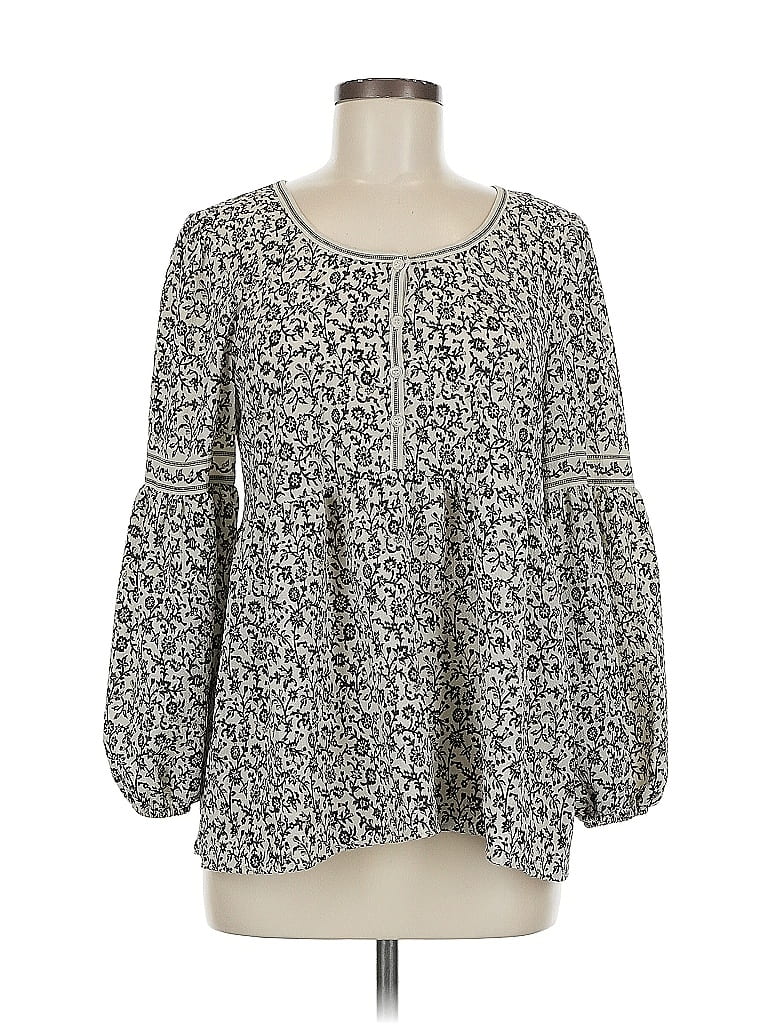 Pre-owned Max Studio Long Sleeve Blouse In White