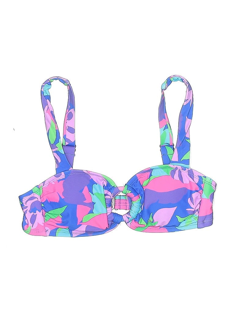 Pre-owned Lulus Swimsuit Top Purple Floral Pattern Swimwear