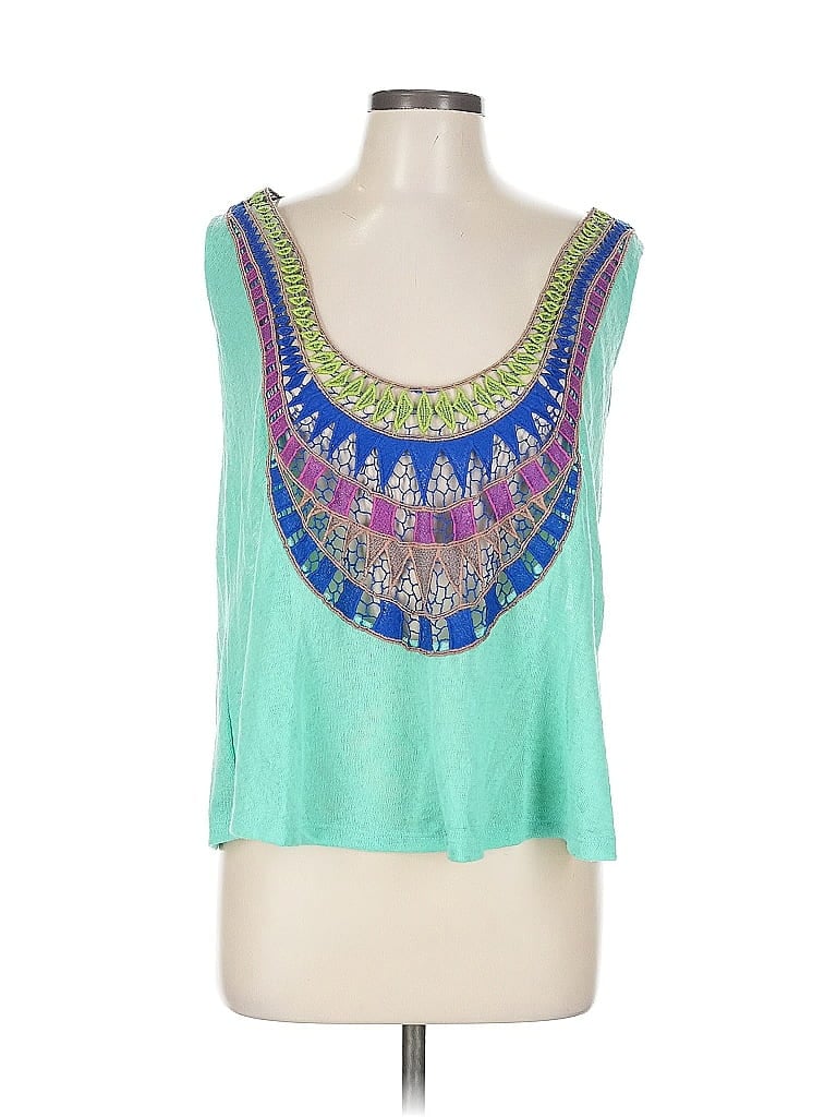 Pre-owned Sage Sleeveless Top Green Scoop Neck Tops