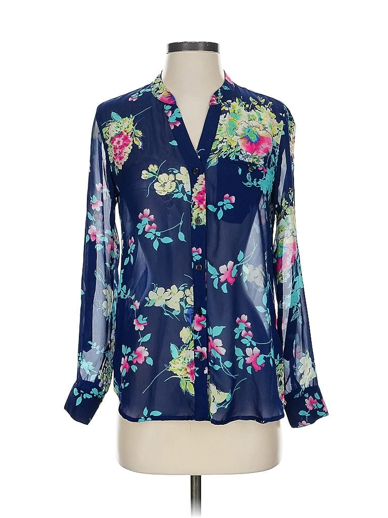 Pre-owned Kut From The Kloth Long Sleeve Blouse In Blue