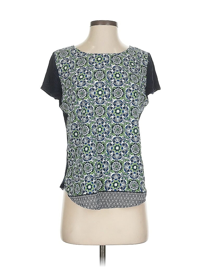 Pre-owned Ann Taylor Factory Short Sleeve Top Green Square Neckline Tops