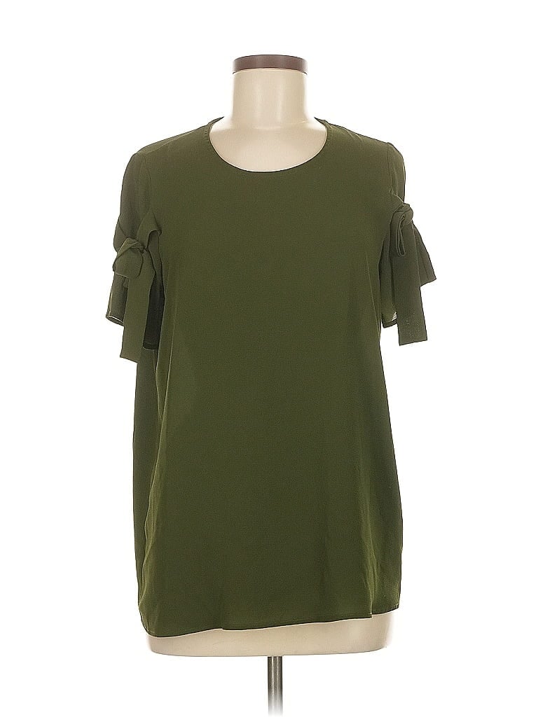 Pre-owned Pleione Short Sleeve Top Green Cold Shoulder Neckline Tops