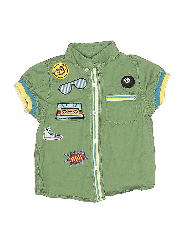 ANDY & EVAN Pre-owned Babies' Short Sleeve Button Down Shirt In Green