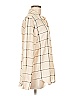 Madison 100% Polyester Plaid Ivory Tan Long Sleeve Blouse Size M - photo 4