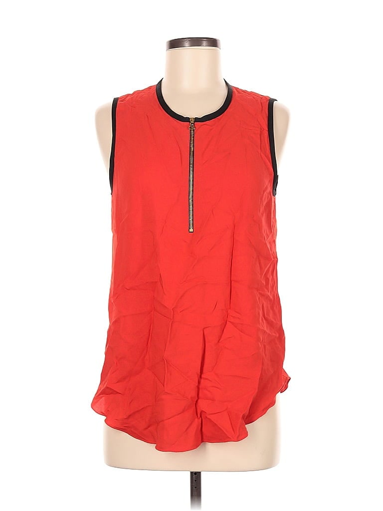 Pre-owned L'agence Sleeveless Top Red Keyhole Neckline Tops