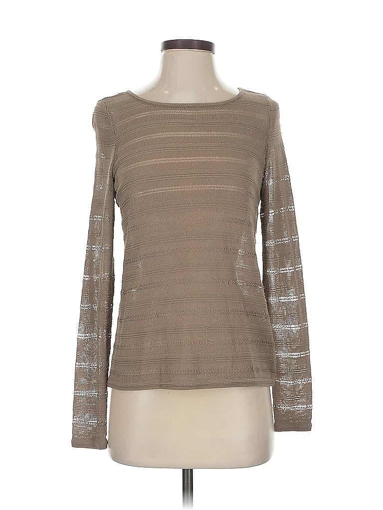 Pre-owned E3 By Etcetera Long Sleeve Top Brown Boatneck Tops
