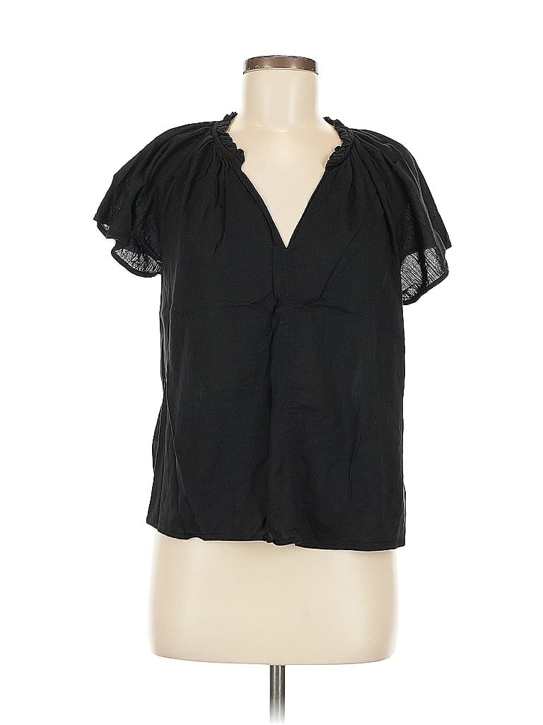 Pre-owned Gap Short Sleeve Blouse In Black