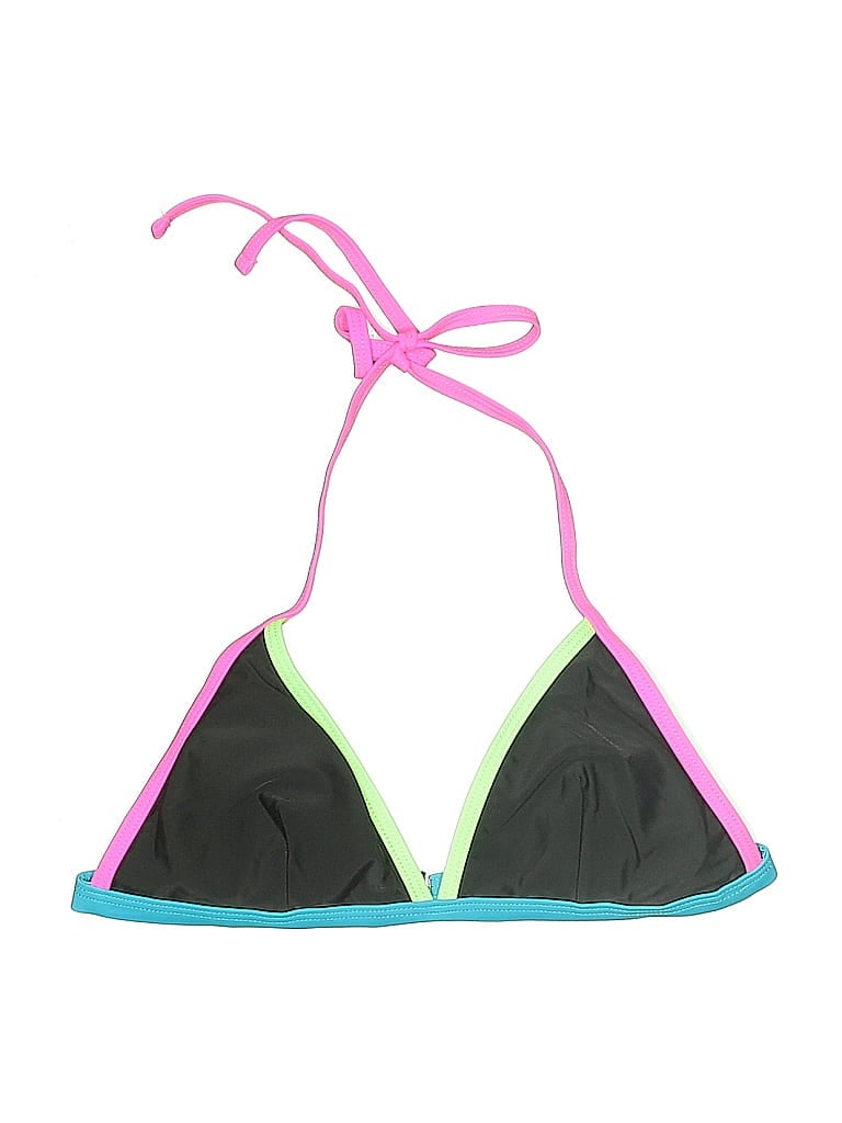 Pre-owned Unbranded Swimsuit Top Green Color Block Pattern Swimwear