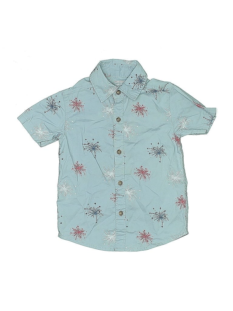 Pre-owned Carter's Kids' Short Sleeve Button Down Shirt In Blue