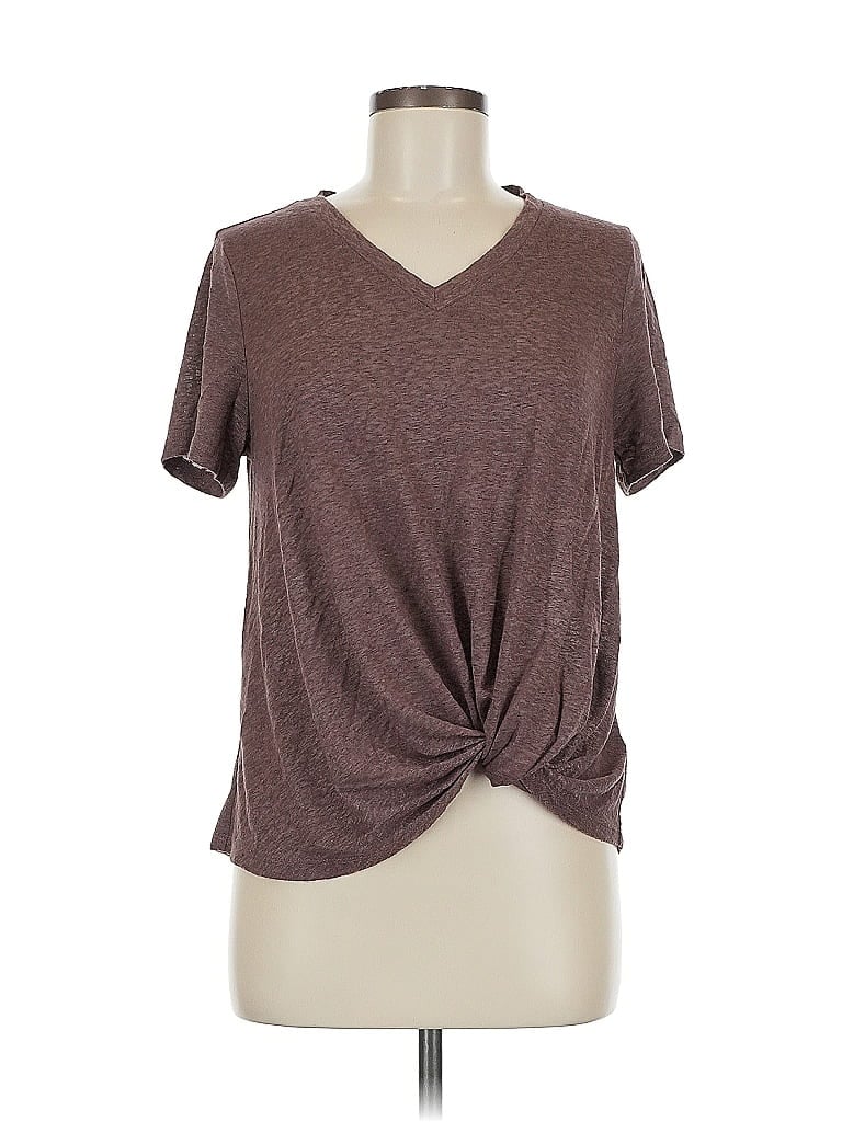 Pre-owned Bobeau Short Sleeve Top Brown V Neck Tops