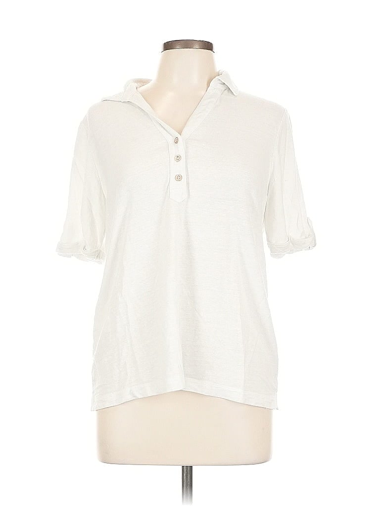 Click to view more detailed imagery on our partner's website Pre-owned Chico's Short Sleeve Henley Shirt In White
