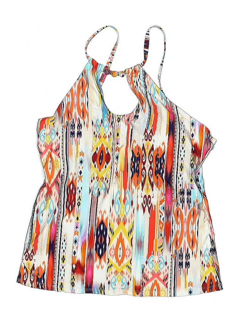 Pre-owned La Blanca Swimsuit Top Ivory Print Pattern Swimwear In White