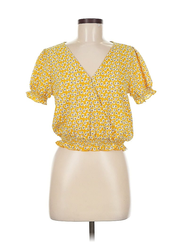 Pre-owned One Clothing Short Sleeve Blouse In Yellow