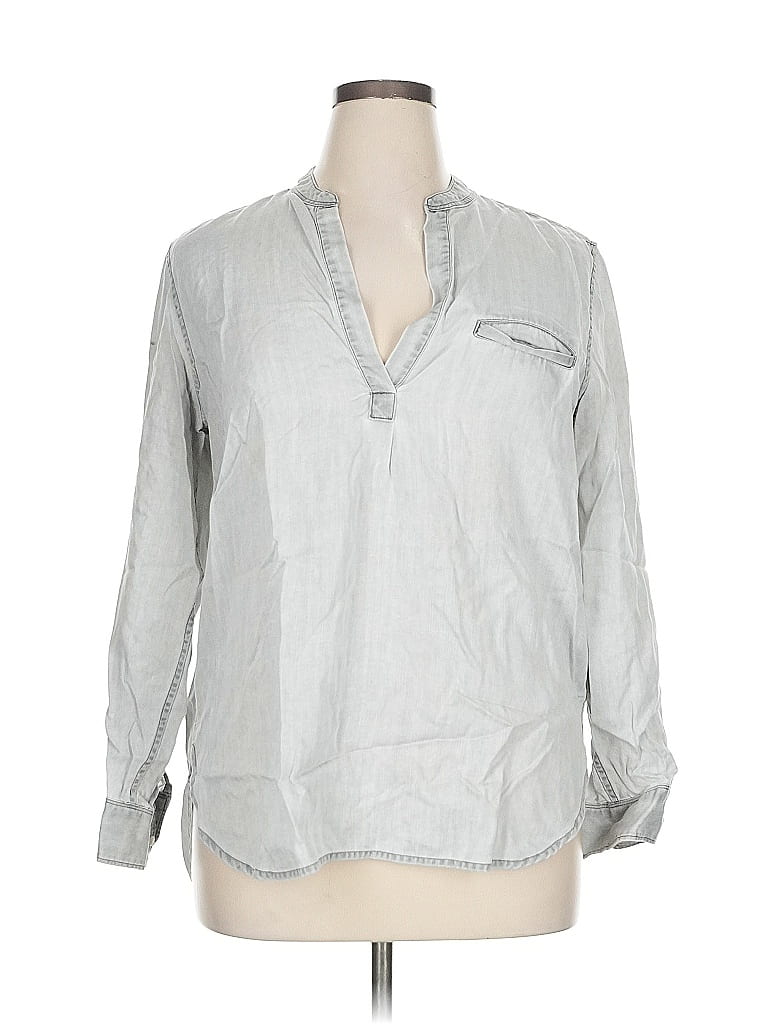 Pre-owned Gap Long Sleeve Henley Shirt In Silver