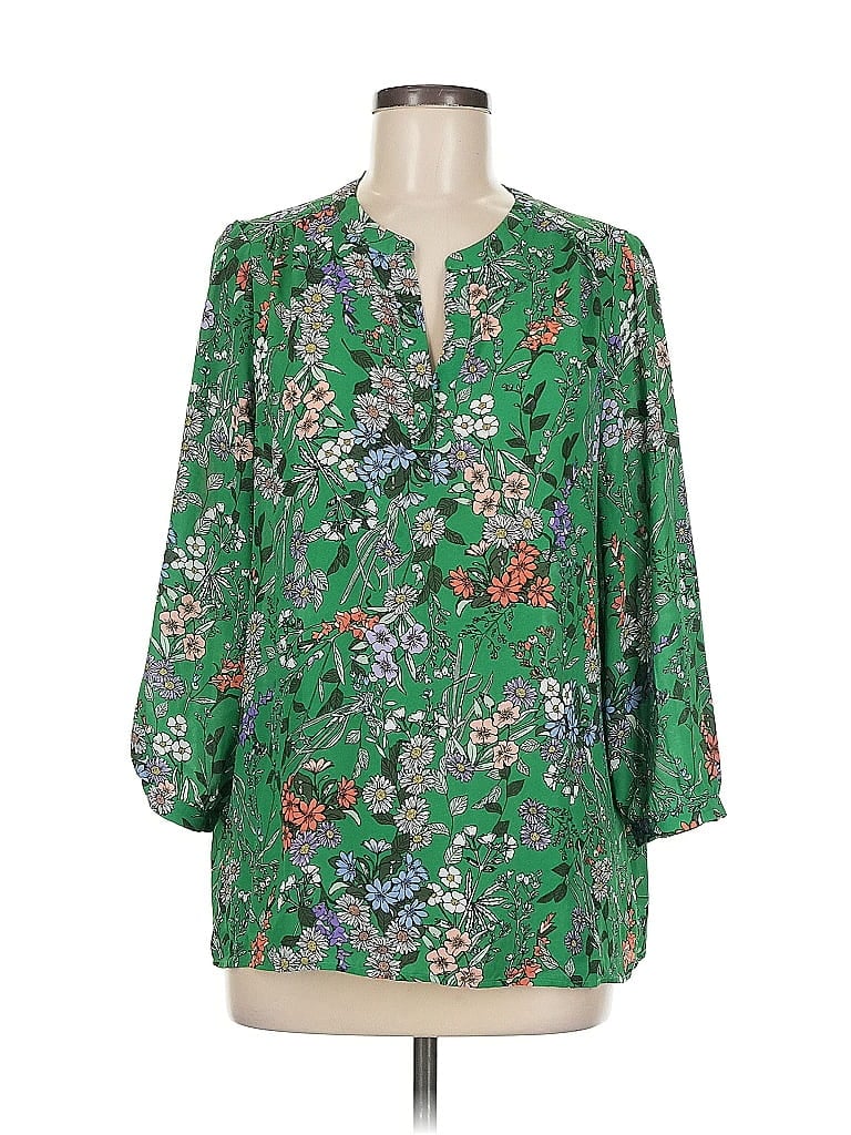 Pre-owned Dalia 3/4 Sleeve Blouse In Green