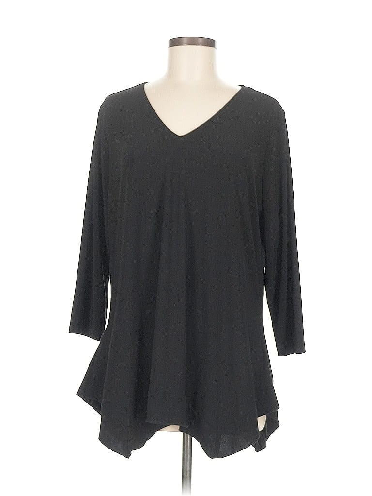 Pre-owned Slim Factor By Investments 3/4 Sleeve T-shirt In Black