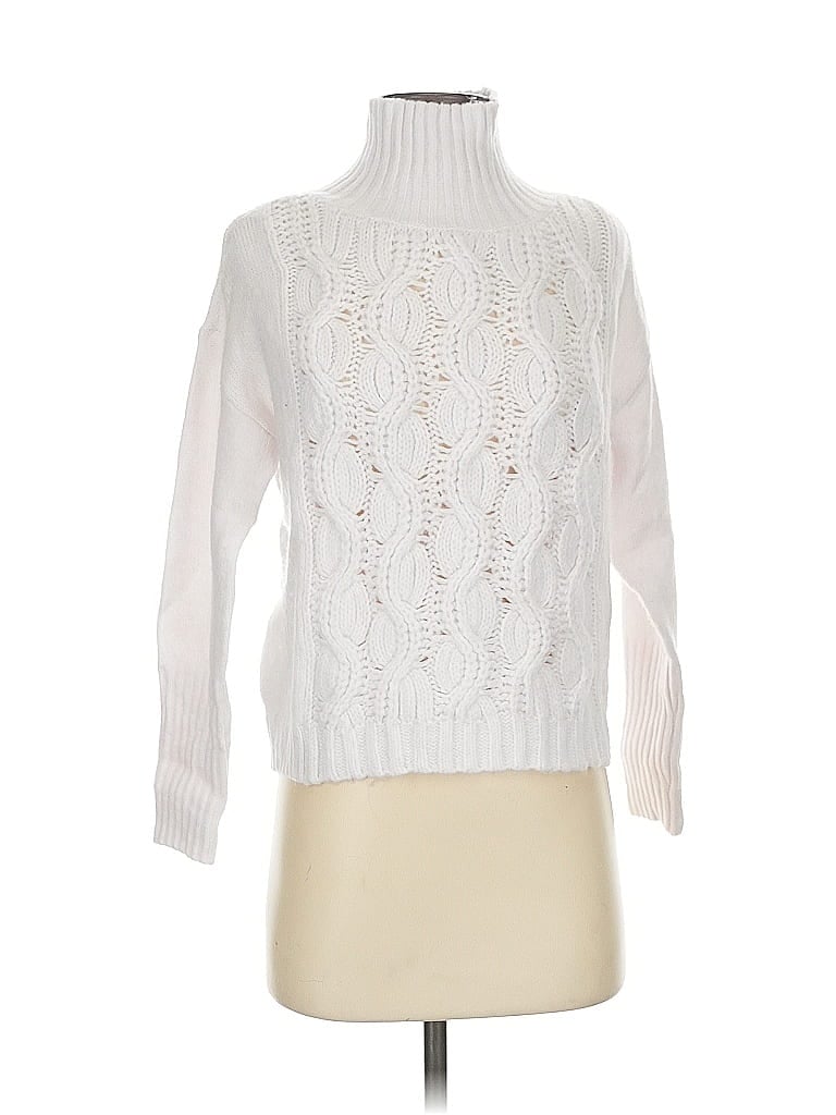 Pre-owned White House Black Market Turtleneck Sweater In White