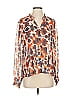 Ecru Animal Print Orange Long Sleeve Blouse Size S - photo 1