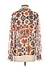 Ecru Animal Print Orange Long Sleeve Blouse Size S - photo 2