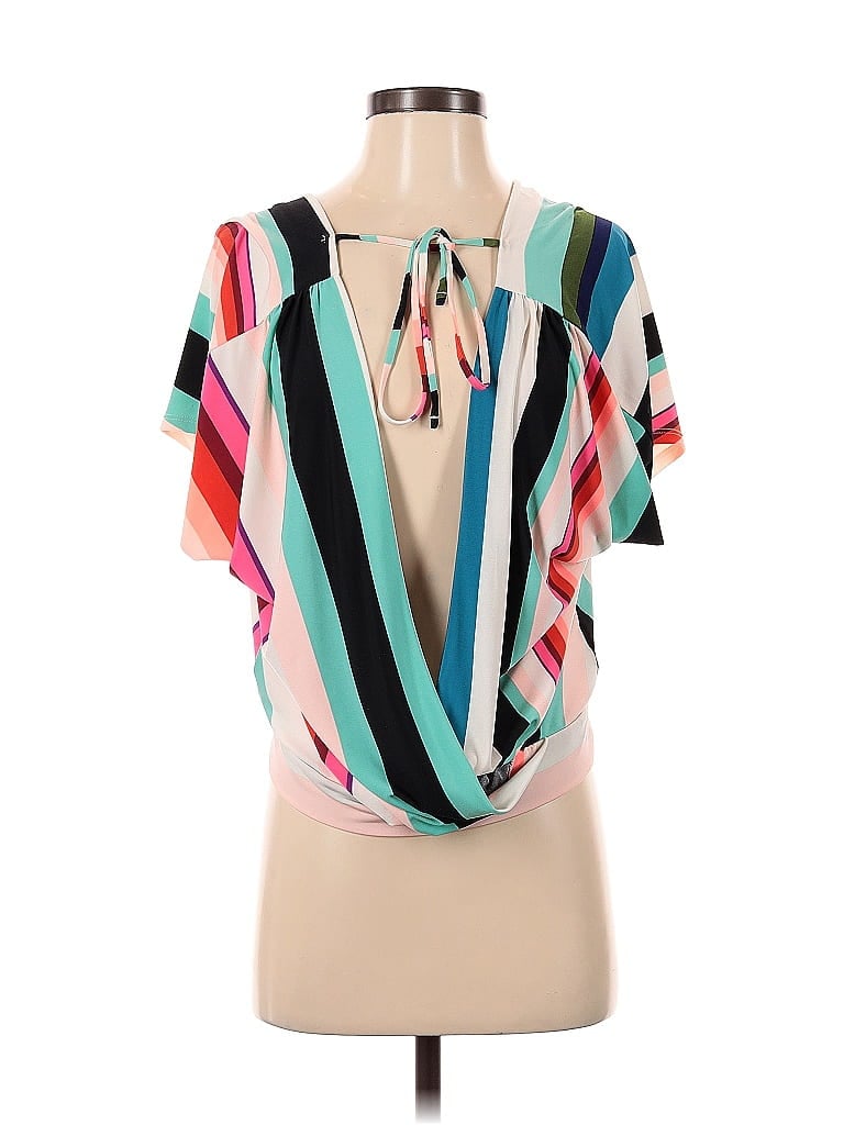 Pre-owned Express Short Sleeve Blouse In Blue