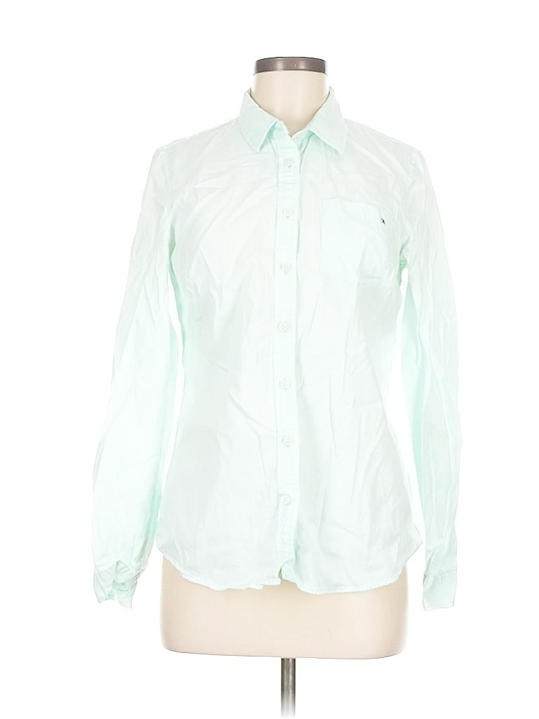 Pre-owned Tommy Hilfiger Long Sleeve Button Down Shirt In Green