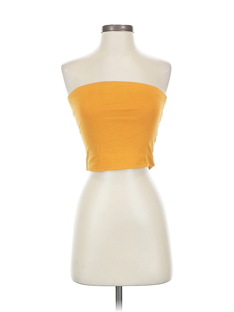 Pre-owned Active Basic Tube Top Yellow Strapless Neckline Tops
