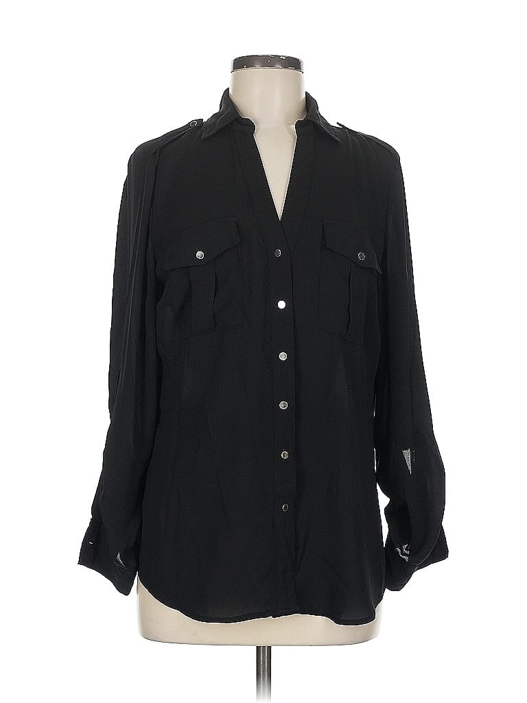 Pre-owned New York And Company Long Sleeve Blouse In Black