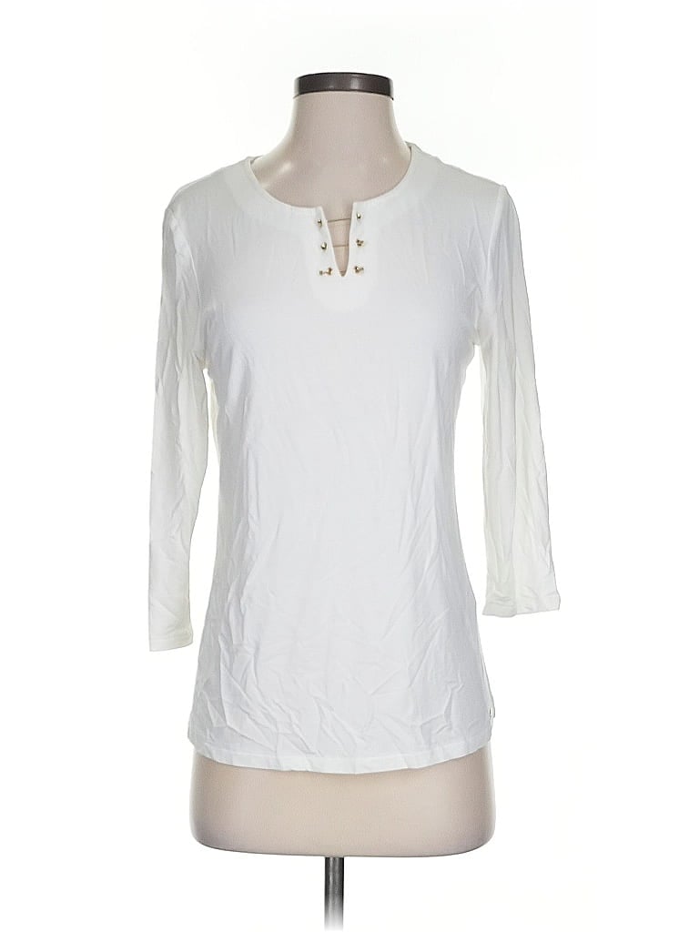 Pre-owned T Tahari 3/4 Sleeve T-shirt In White