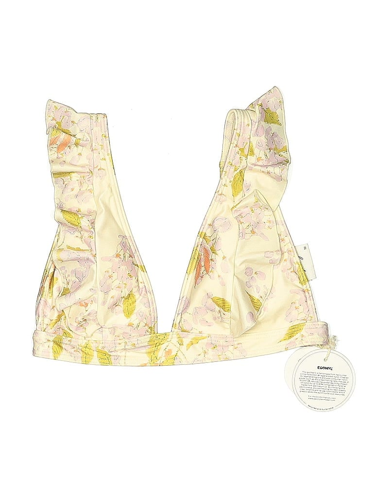 Peony Swimwear Swimsuit Top Yellow Floral Pattern Swimwear