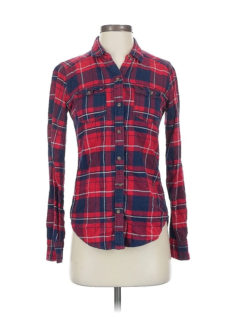 Pre-owned Abercrombie & Fitch Long Sleeve Button Down Shirt In Red
