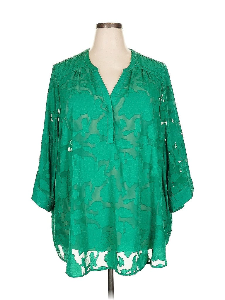 Pre-owned Torrid 3/4 Sleeve Blouse In Green