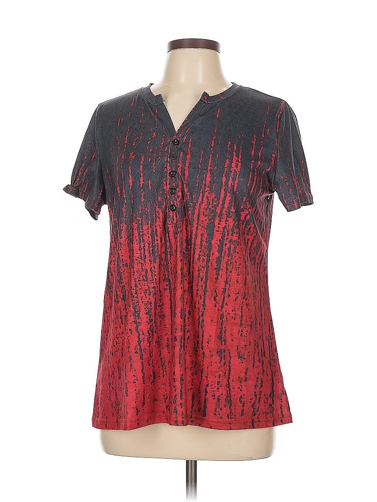 Pre-owned Unbranded Short Sleeve Blouse In Red