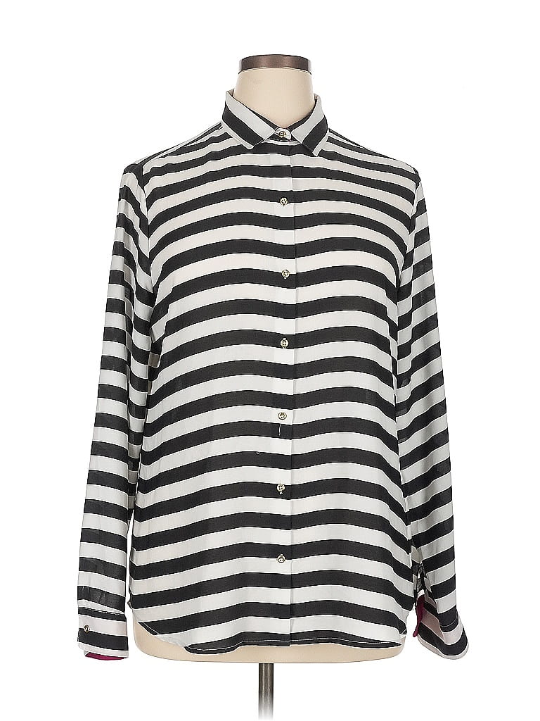 Pre-owned Banana Republic Long Sleeve Blouse In Silver