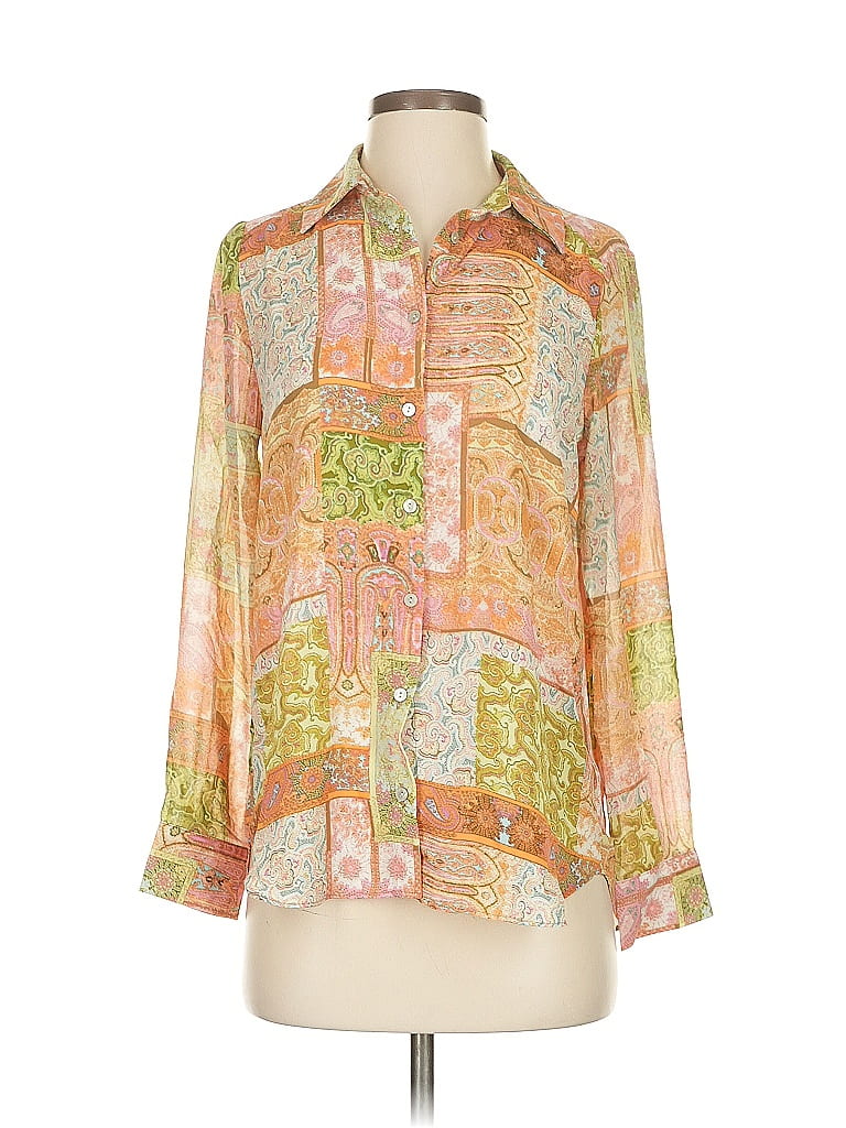 Rose + Olive Long Sleeve Blouse In Orange