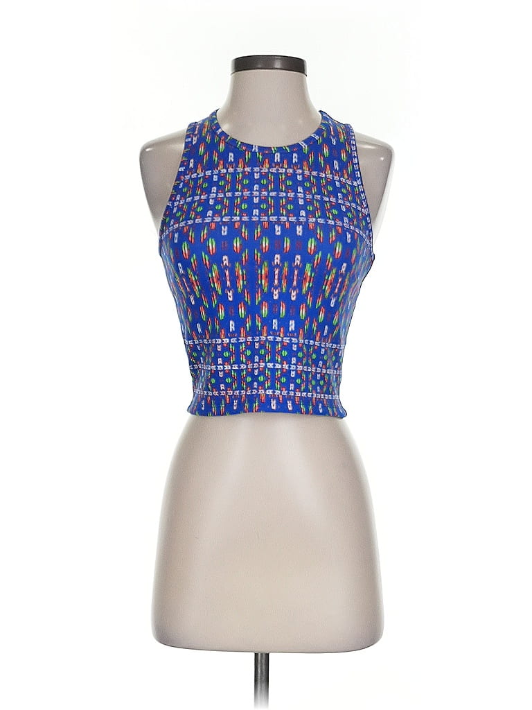 Pre-owned Decree Tank Top Blue Halter Neckline Tops