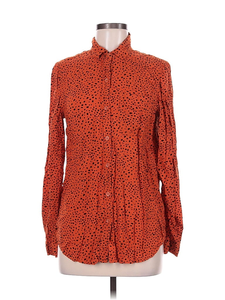 Pre-owned Beachlunchlounge Long Sleeve Blouse In Orange