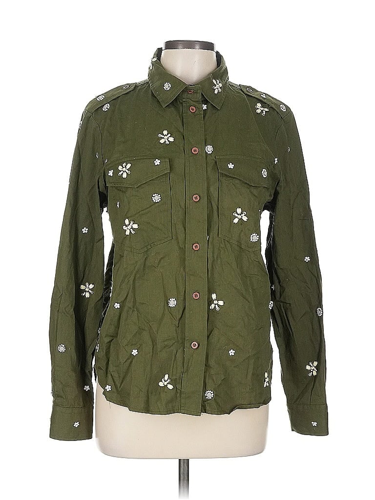 Pre-owned Joie Long Sleeve Button Down Shirt In Green