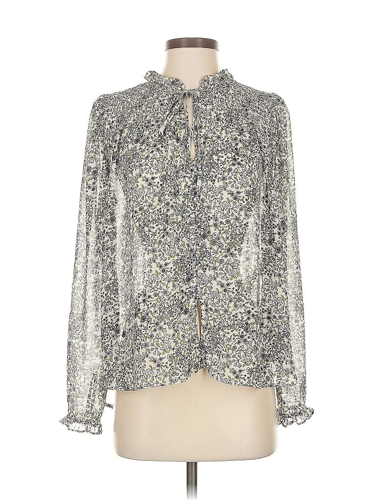 Pre-owned Free People Long Sleeve Blouse In Silver