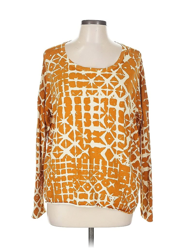 Pre-owned Garnet Hill Silk Pullover Sweater In Orange