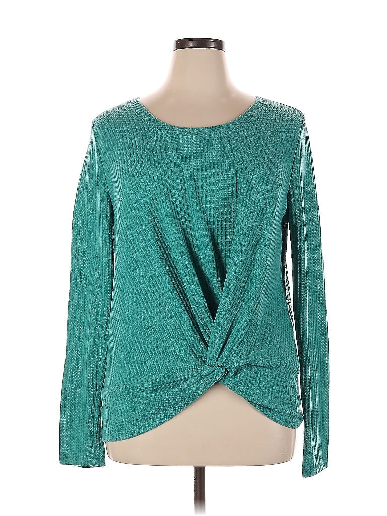 Pre-owned Sunday In Brooklyn Long Sleeve Top Teal Crew Neck Tops In Blue