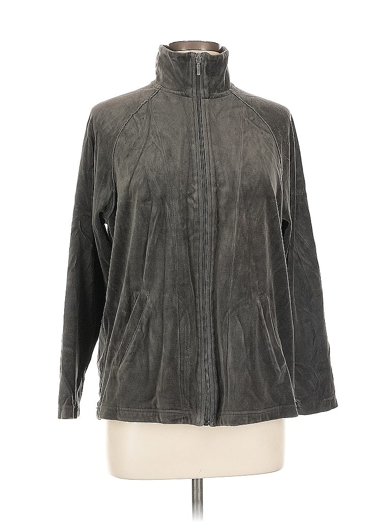 Pre-owned Spa By Chico's Zip Up Hoodie In Gray