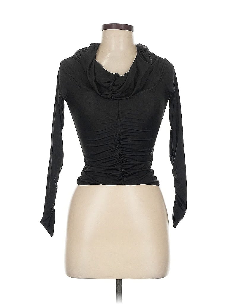 Pre-owned Commense Long Sleeve Top Black Cowl Neck Tops