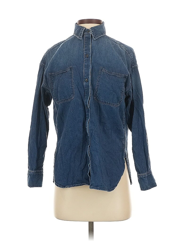 Pre-owned Vince Long Sleeve Button Down Shirt In Blue