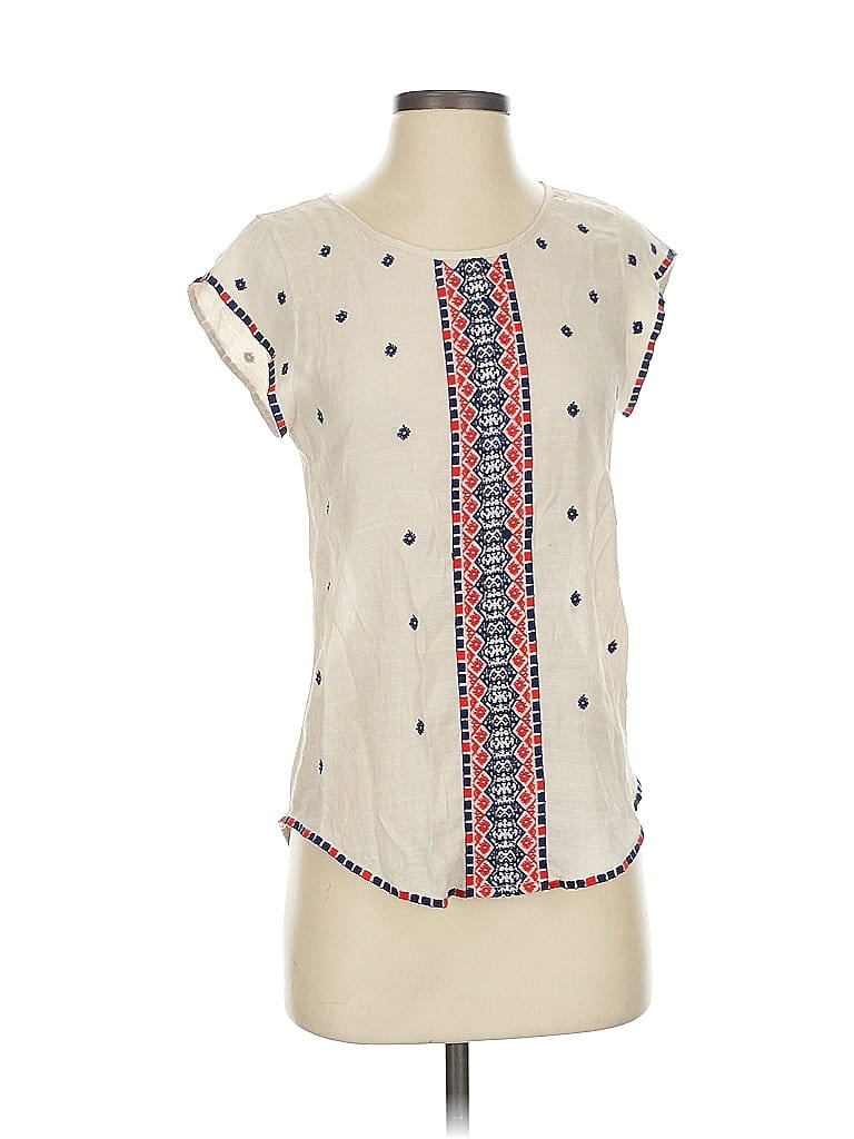 Pre-owned Thml Short Sleeve Blouse In White