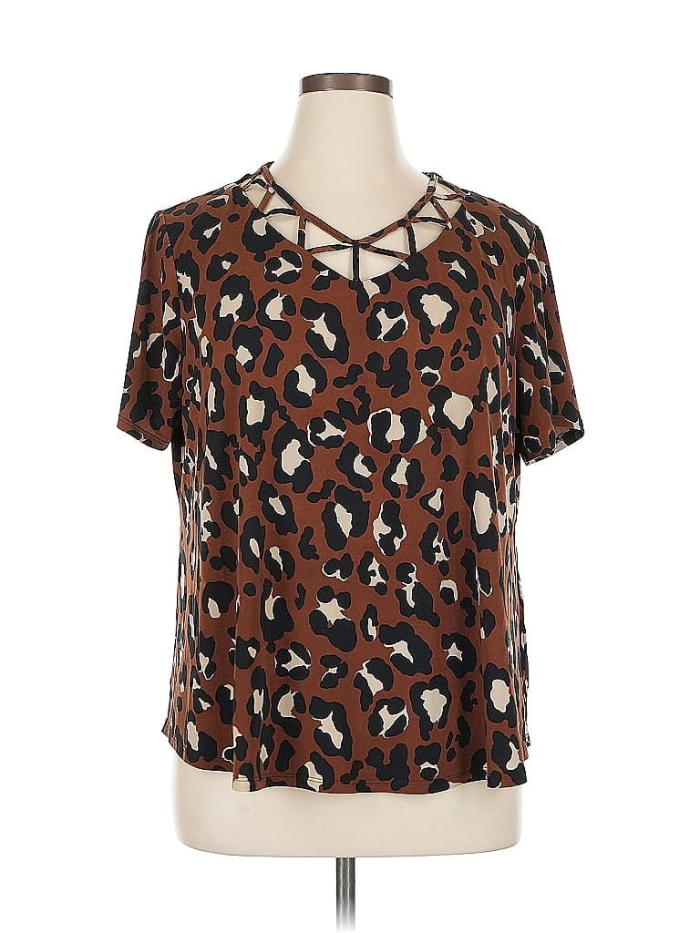 Pre-owned C Established 1946 Short Sleeve Blouse In Brown
